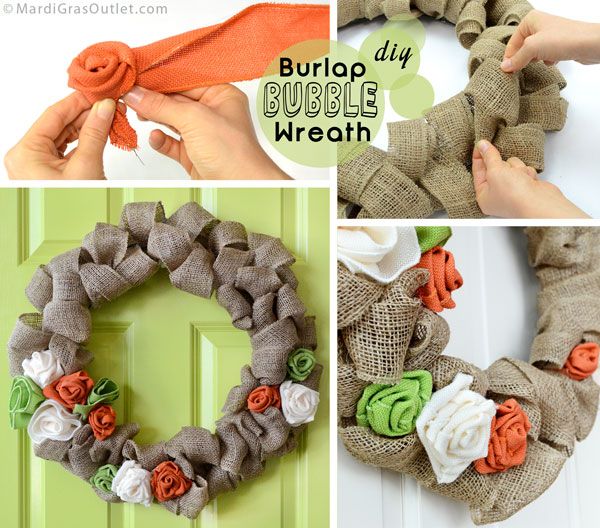 burlap wreath tutorial with three colors