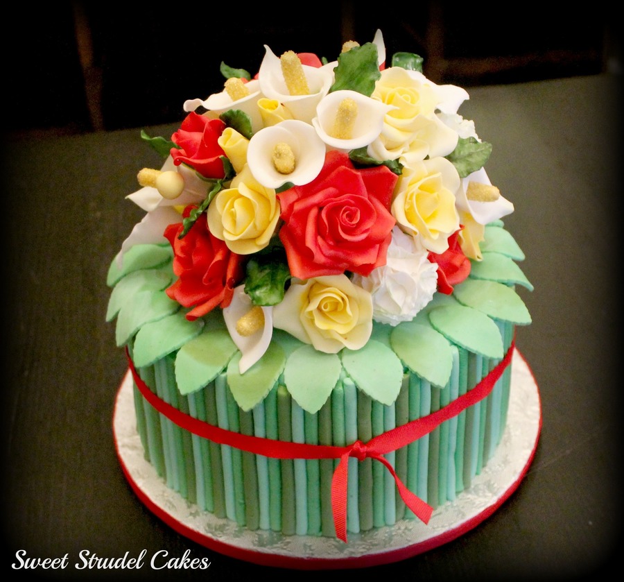 flower bouquet cake tutorial
